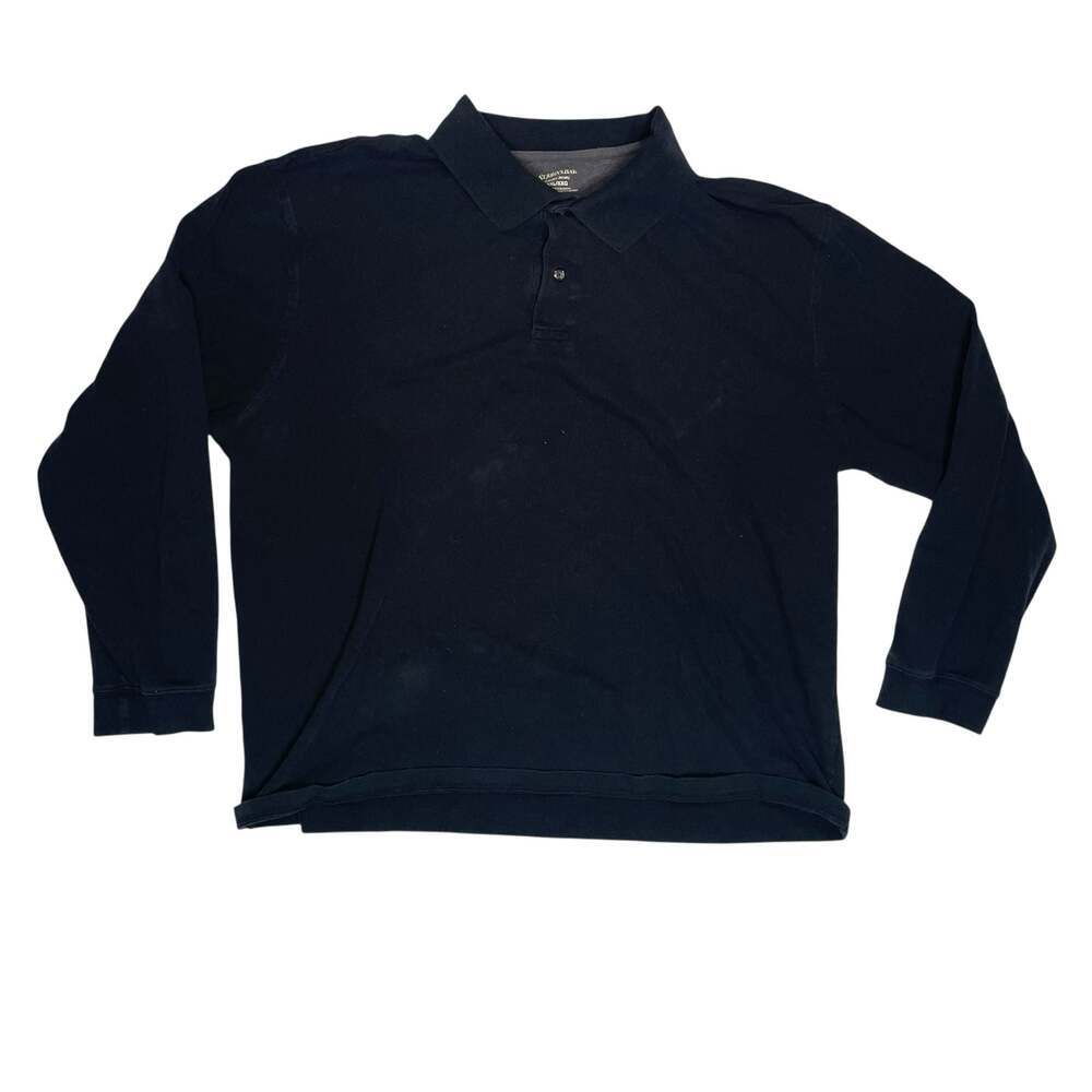 St John’s Bay Sueded Jersey Polo Shirt XXL Black Long Sleeve